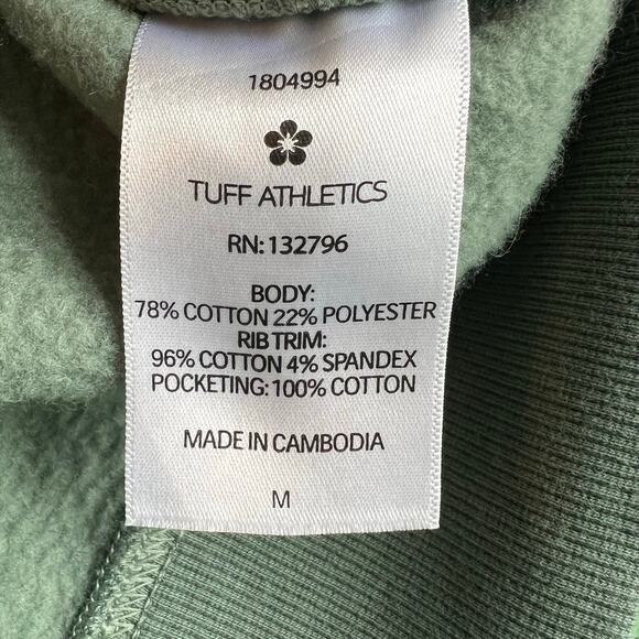 Tuff Athletics Womens Sweatshirt Fleece Crew Neck Pullover with pockets Green - Picture 6 of 7